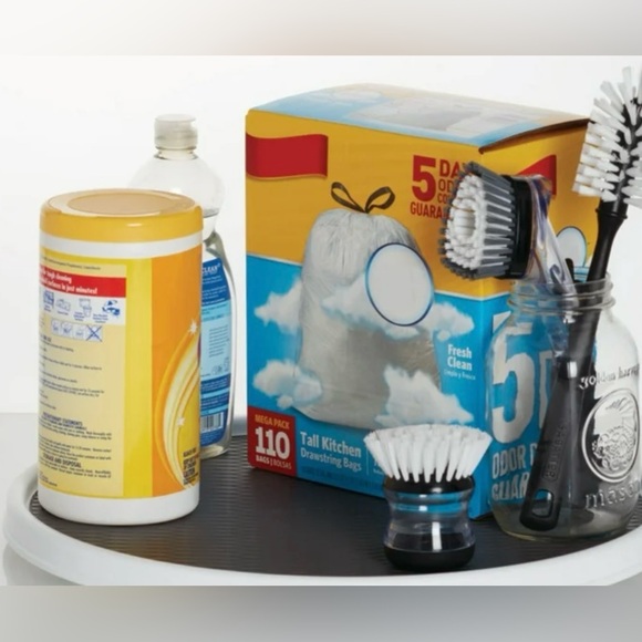 COPCO Non-Skid Pantry Cabinet Lazy Susan Turntable 18-Inch White/Gray #1108246A - Picture 4 of 9